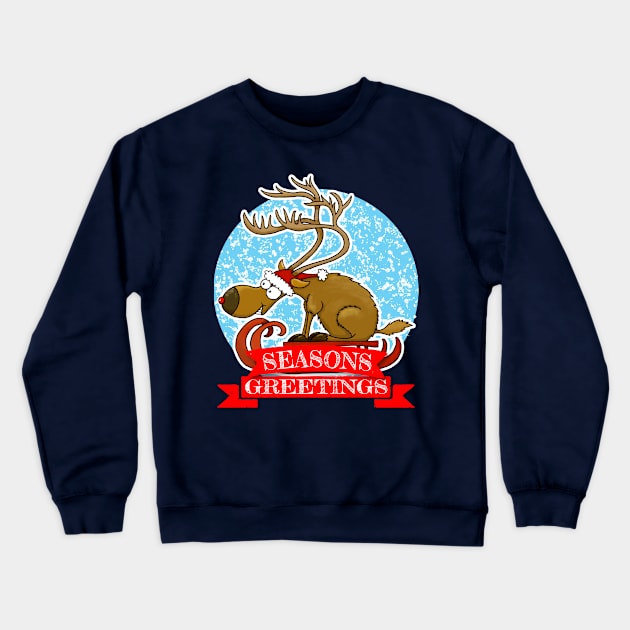 Reindeer Seasons Greetings Crewneck Sweatshirt by Tezatoons